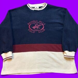Vintage Beverly Hills Polo Club colorblock fleece pullover sweatshirt size large